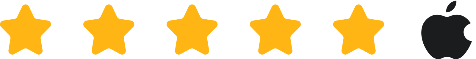Five yellow stars and black Apple logo