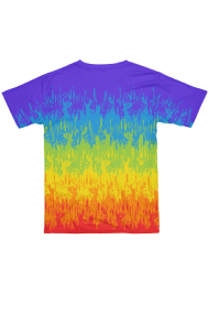 T-shirt with purple, blue, yellow, orange gradient