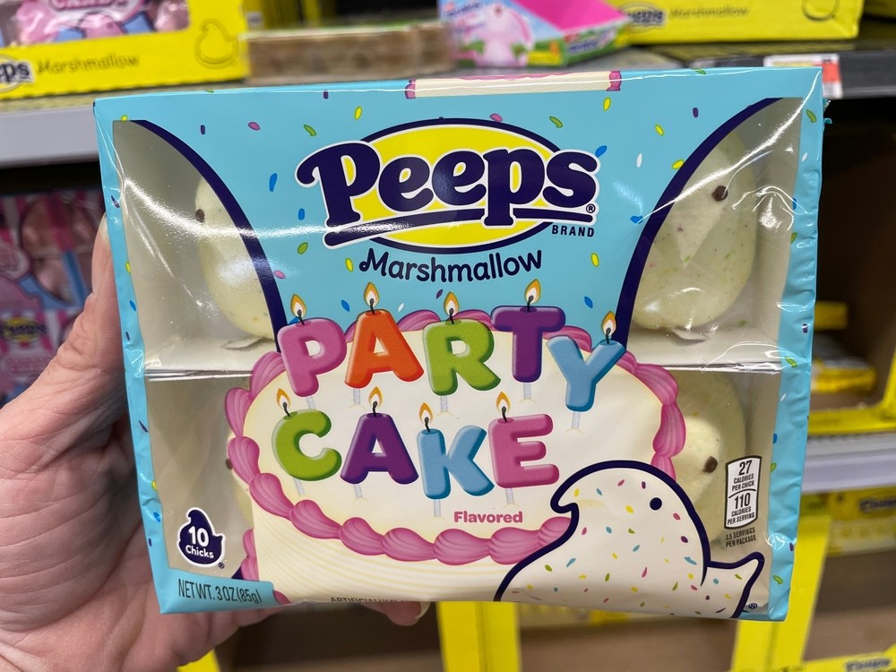 Package of Peeps party cake flavored marshmallow chicks