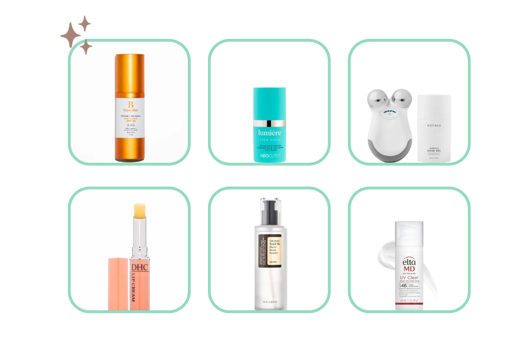 Six skincare products including serums and creams