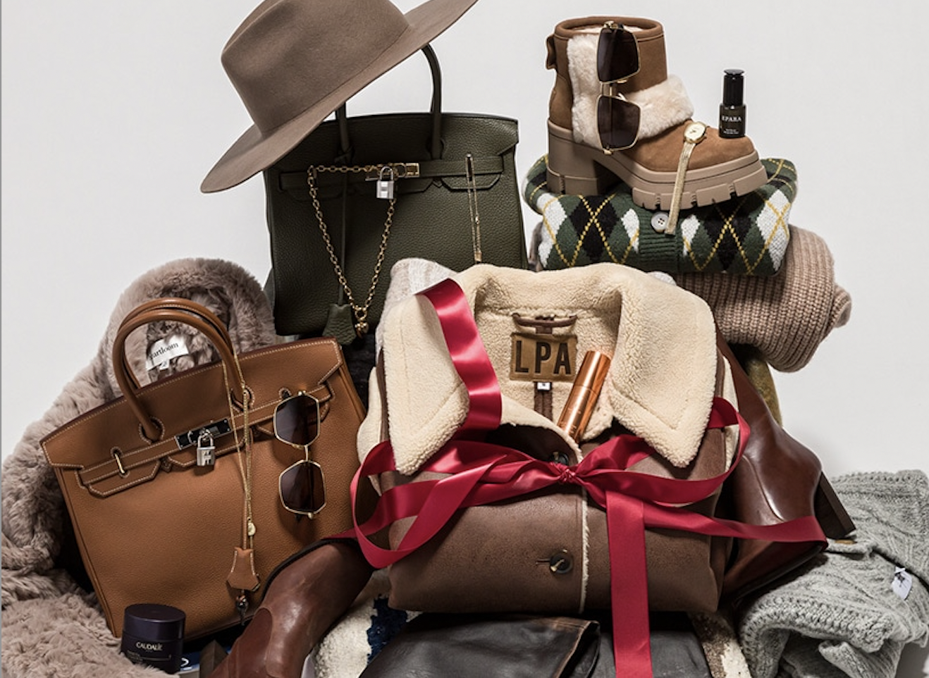 Assorted winter fashion accessories and clothing items