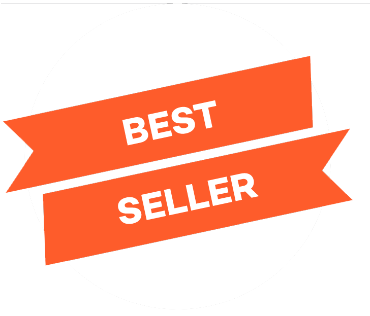 Orange circle with best seller ribbon
