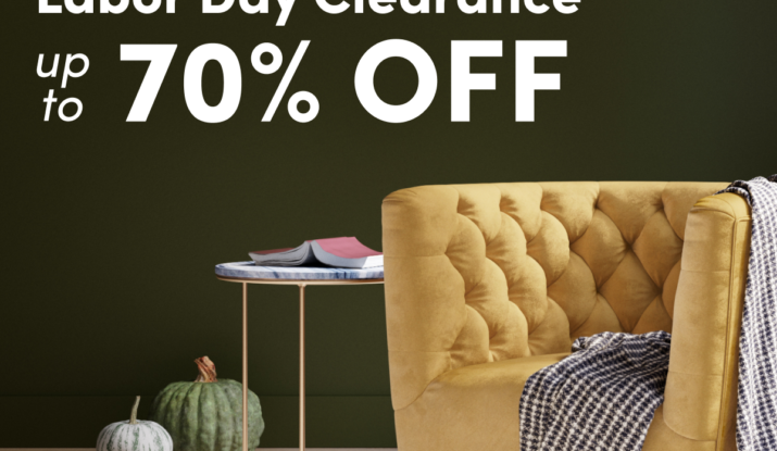 Yellow armchair with blanket and side table
