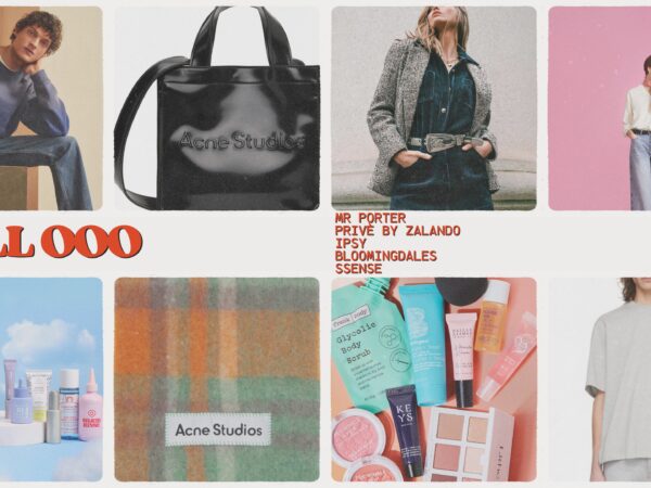 Collage of fashion, skincare, and accessories by Acne Studios