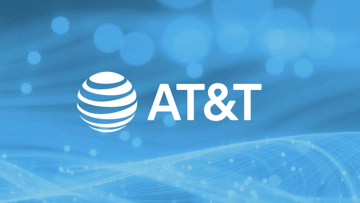 AT&T logo on blue digital background