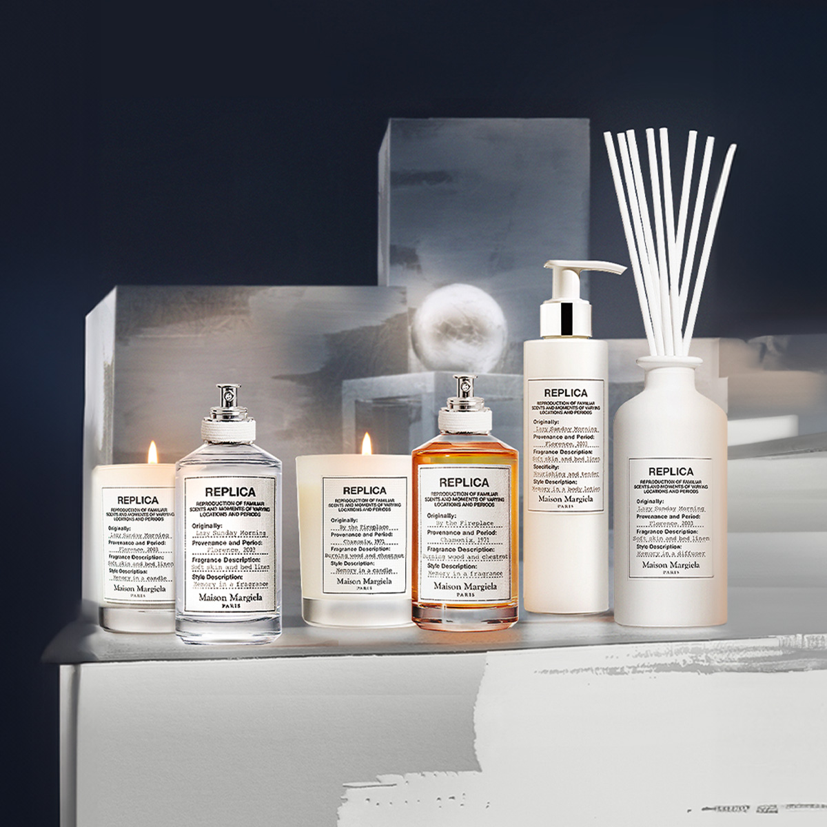 Collection of Maison Margiela Replica fragrance products