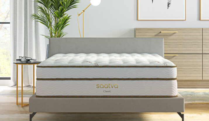 Saatva Classic mattress on modern bed in bedroom