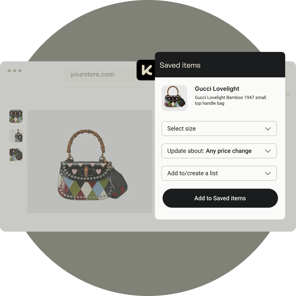 Colorful Gucci handbag with bamboo handle in online store.
