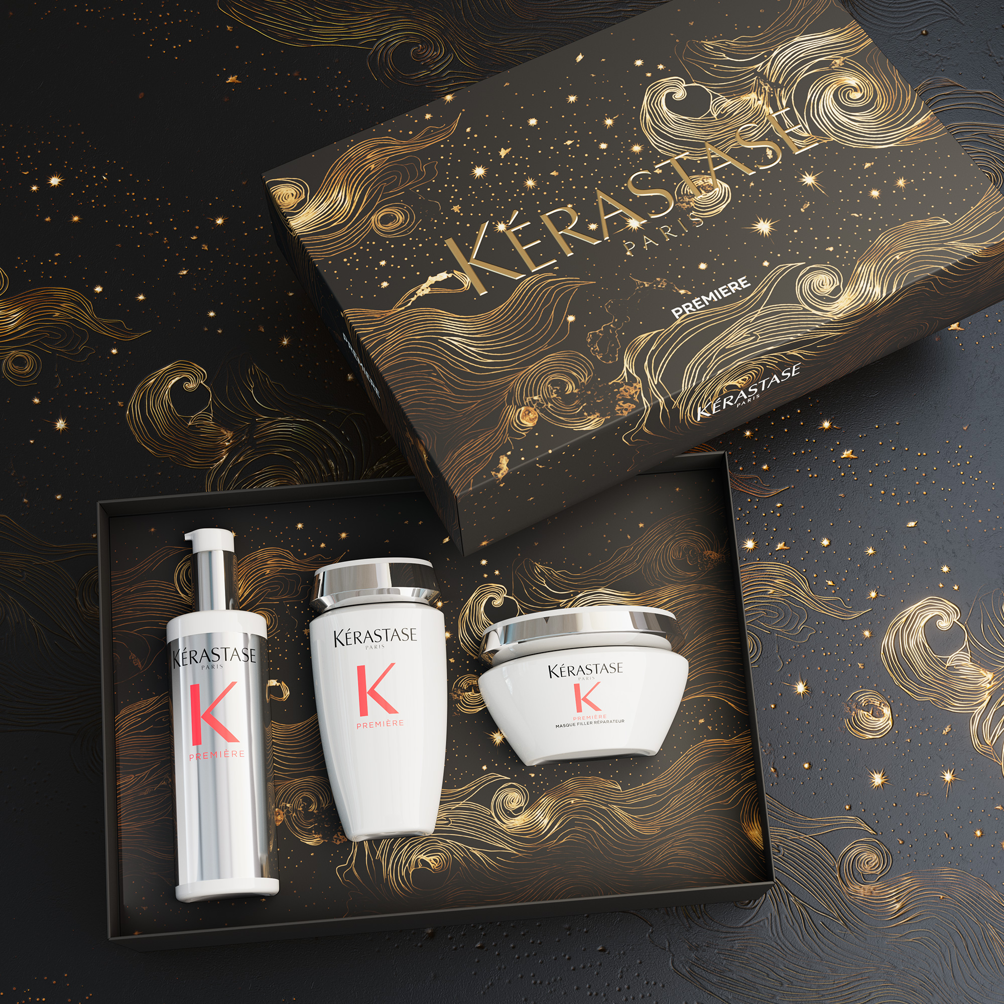 Kérastase hair care gift set with gold design