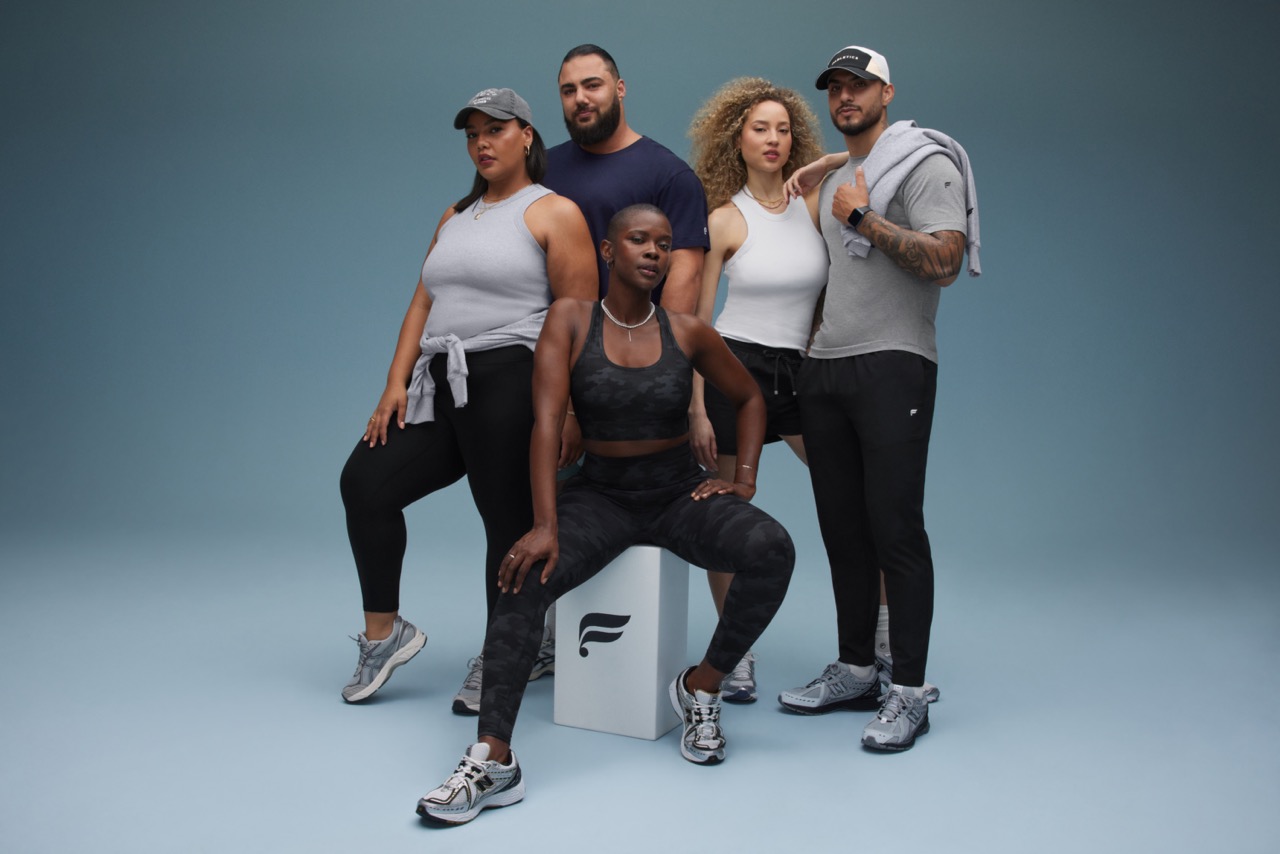 Diverse group of five models in athletic wear