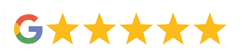 Google five-star rating with colored logo