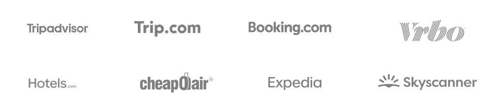 Logos of popular travel booking websites and services