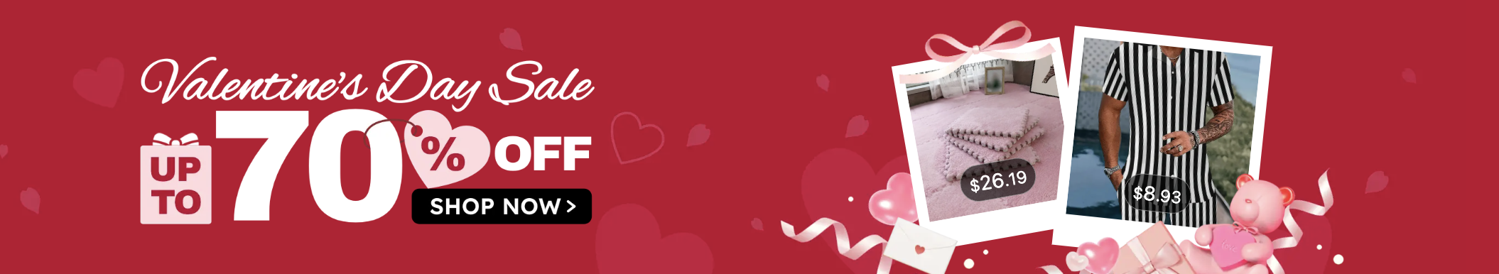 Valentine's Day sale advertisement with products and prices