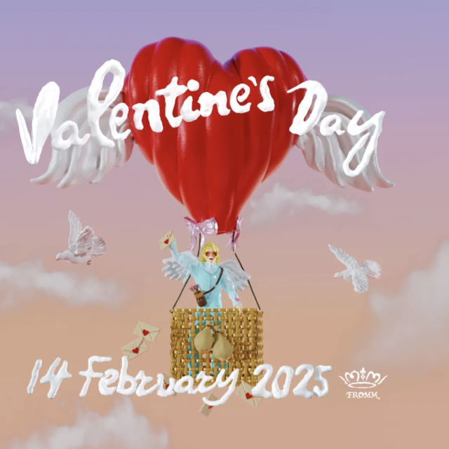 Heart-shaped balloon with Valentine’s Day greeting