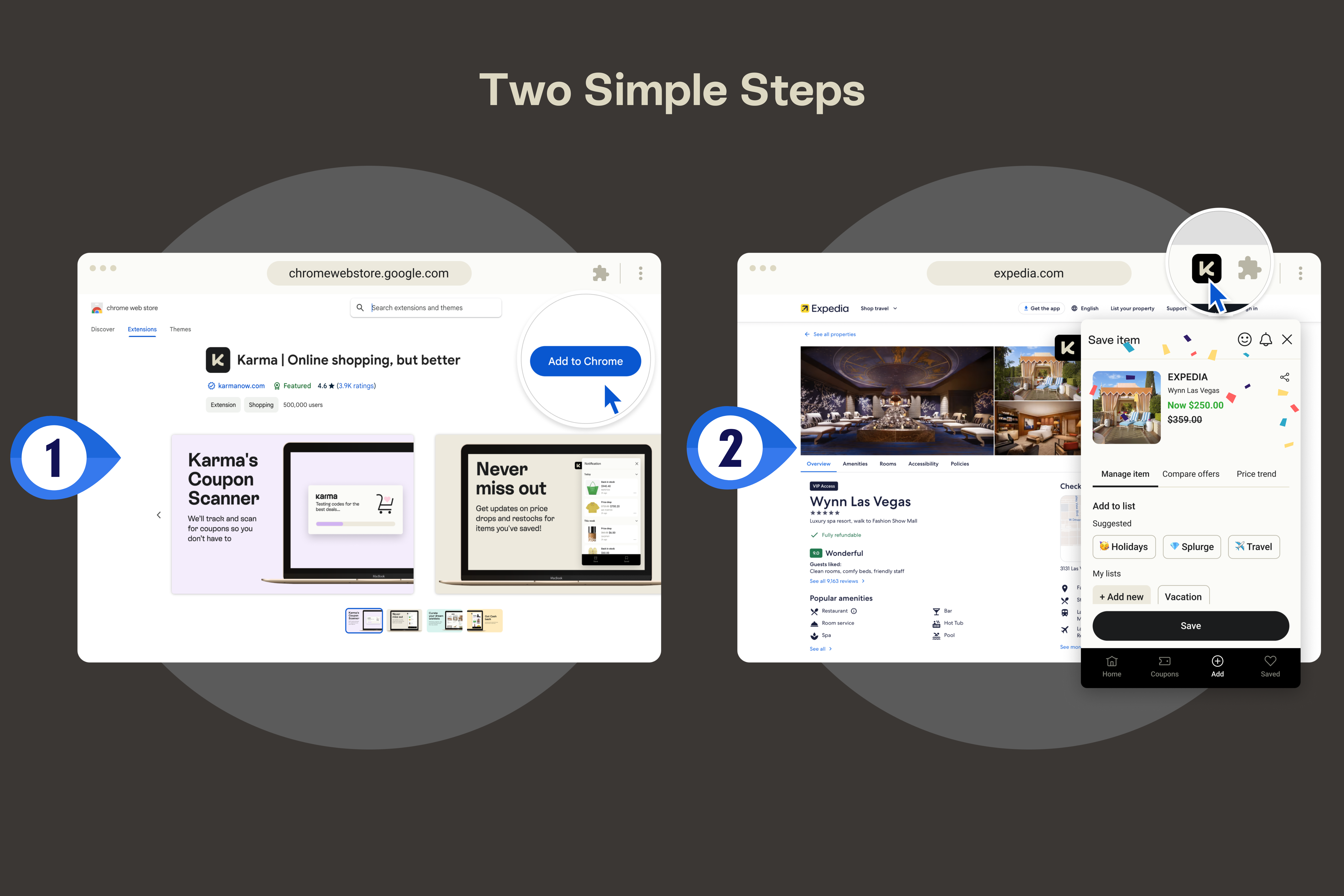 Two-step process installing and using Karma extension