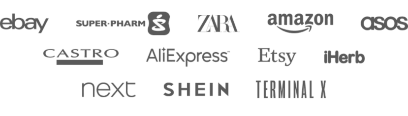 Logos of various online shopping brands and retailers