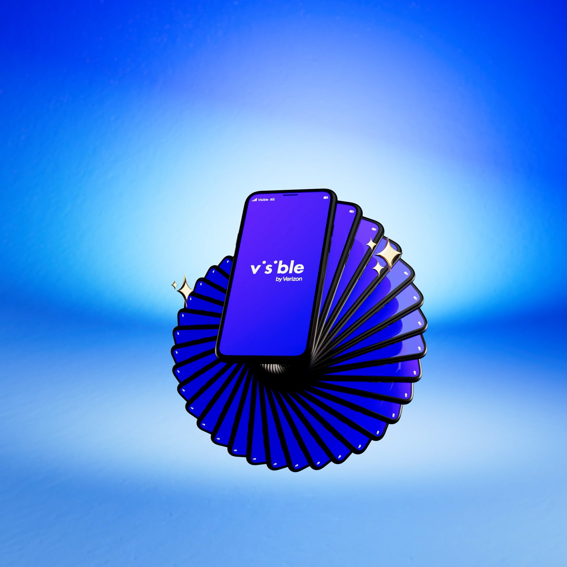 Spiral of smartphones with Visible by Verizon logo