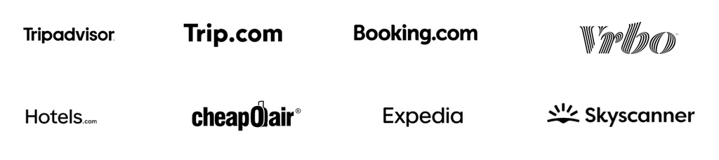 Logos of popular travel and booking websites