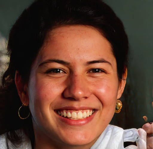 Young woman smiling with hoop earrings