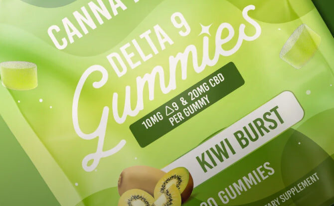Green package of Delta 9 Kiwi Burst gummies