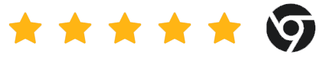 Five gold stars rating with Chrome logo