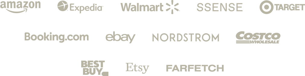 Logos of popular online retail and travel companies