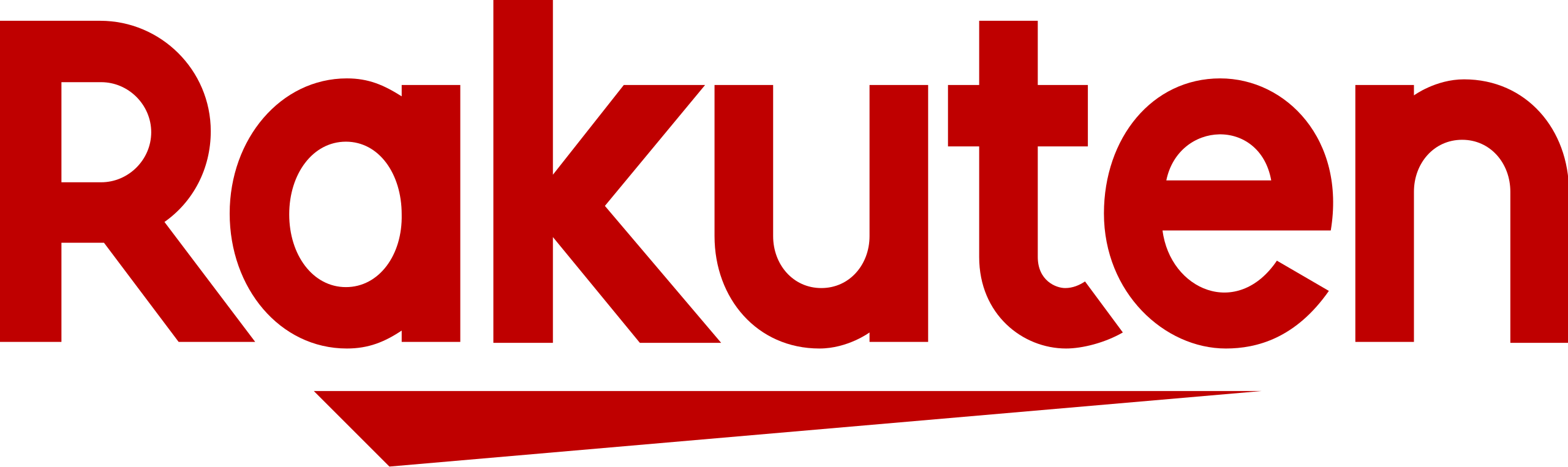 Red Rakuten logo with underline