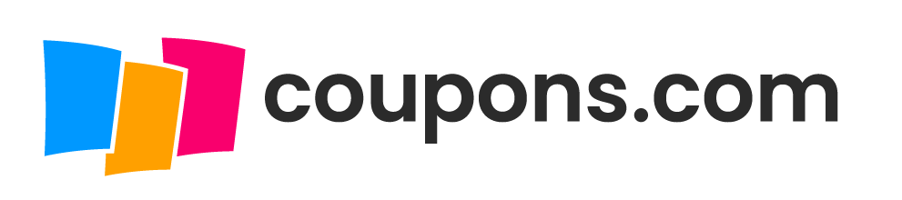 coupons.com logo with colorful overlapping rectangles