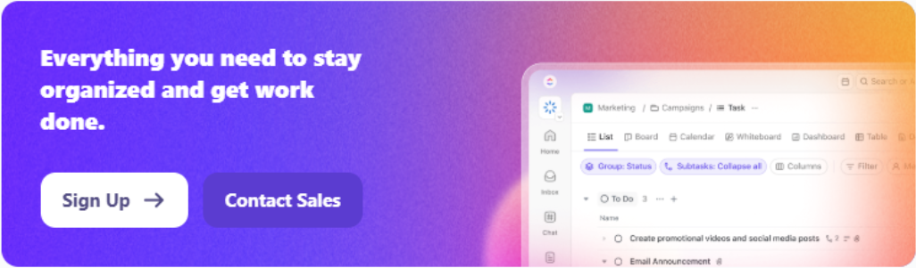 Organize tasks and manage work efficiently interface
