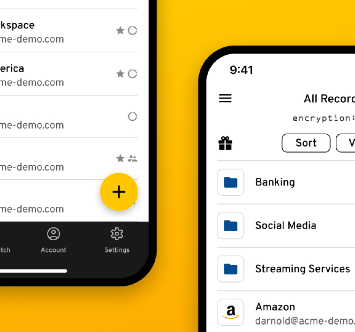 Mobile app folders for banking, social media, streaming