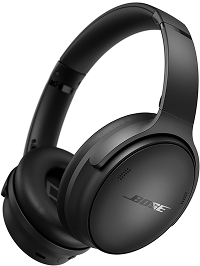 Black over-ear Bose wireless headphones with a padded headband and ear cushions
