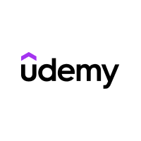 Udemy logo with the word 'udemy' in black lowercase letters and a purple upward arrow above the letter 'u'