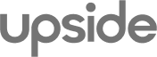 Logo displaying the word "upside" in lowercase letters with a modern, sans-serif font in gray color