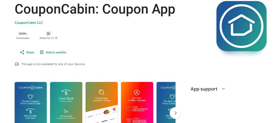 coupn-cabin CouponCabin app on app store with logo and features